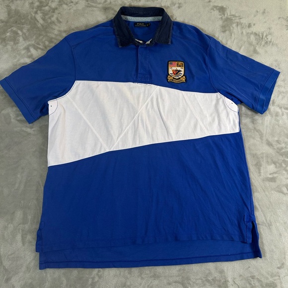 Polo Ralph Lauren Other - Polo Ralph Lauren nautical rugby blue white polo shirt with crest logo